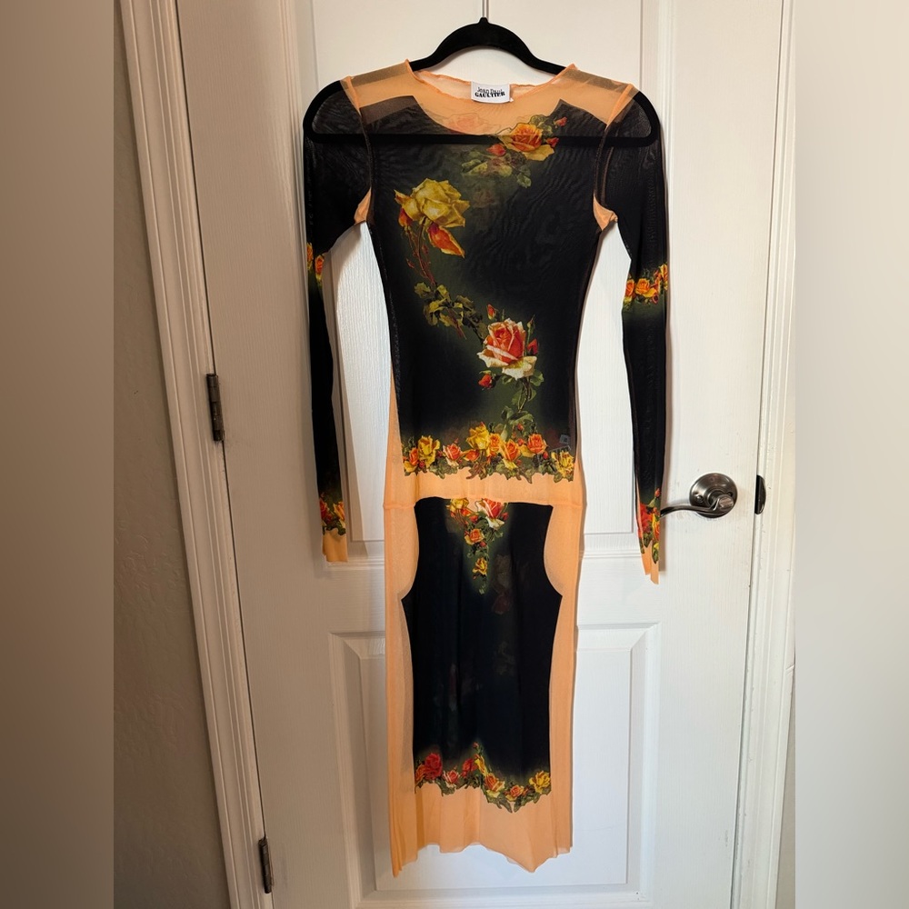 Jean Paul Gaultier Printed Fleurs Petit Grand Maxi Dress